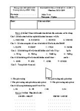 Đề kiểm tra cuối kỳ I môn Toán + Tiếng Việt Lớp 4 - Năm học 2013-2014 - Trường Tiểu học Phú Thọ